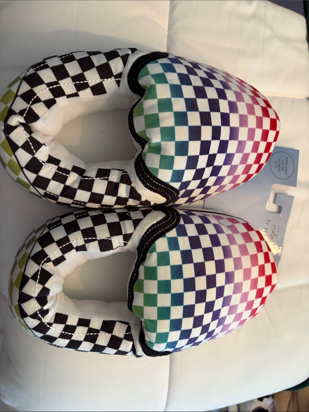 Women’s Checkerboard Rainbow Slip-On Slippers